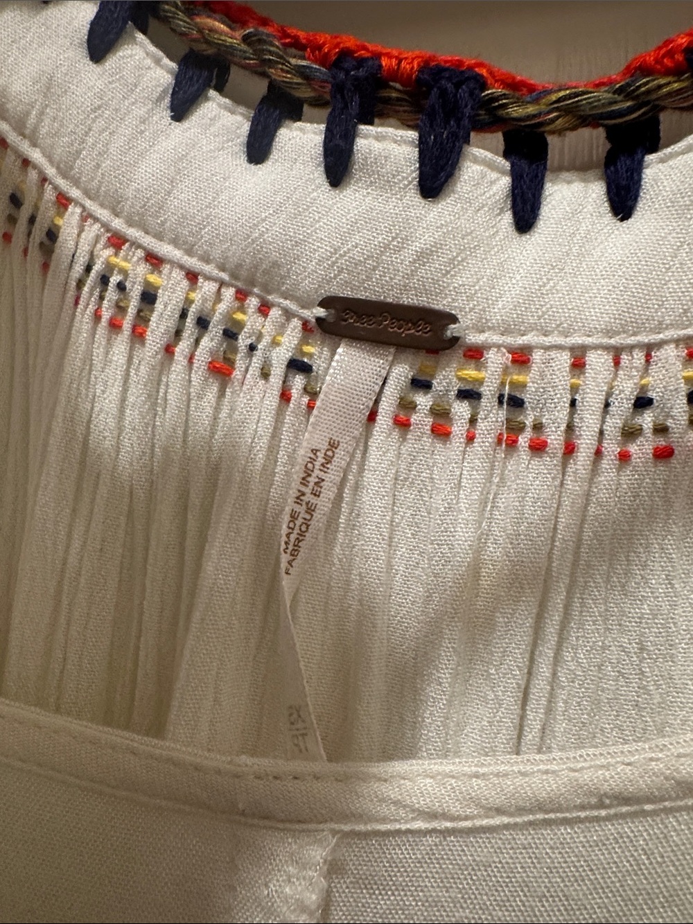 Free People White Maxi Dress with Colorful Floral Embroidery - Picture 2 of 3